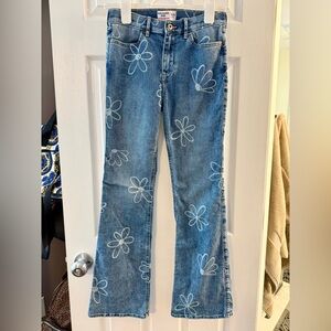 Abercrombie Kids Blue High-Rise Floral Flare Jeans Size 15/16